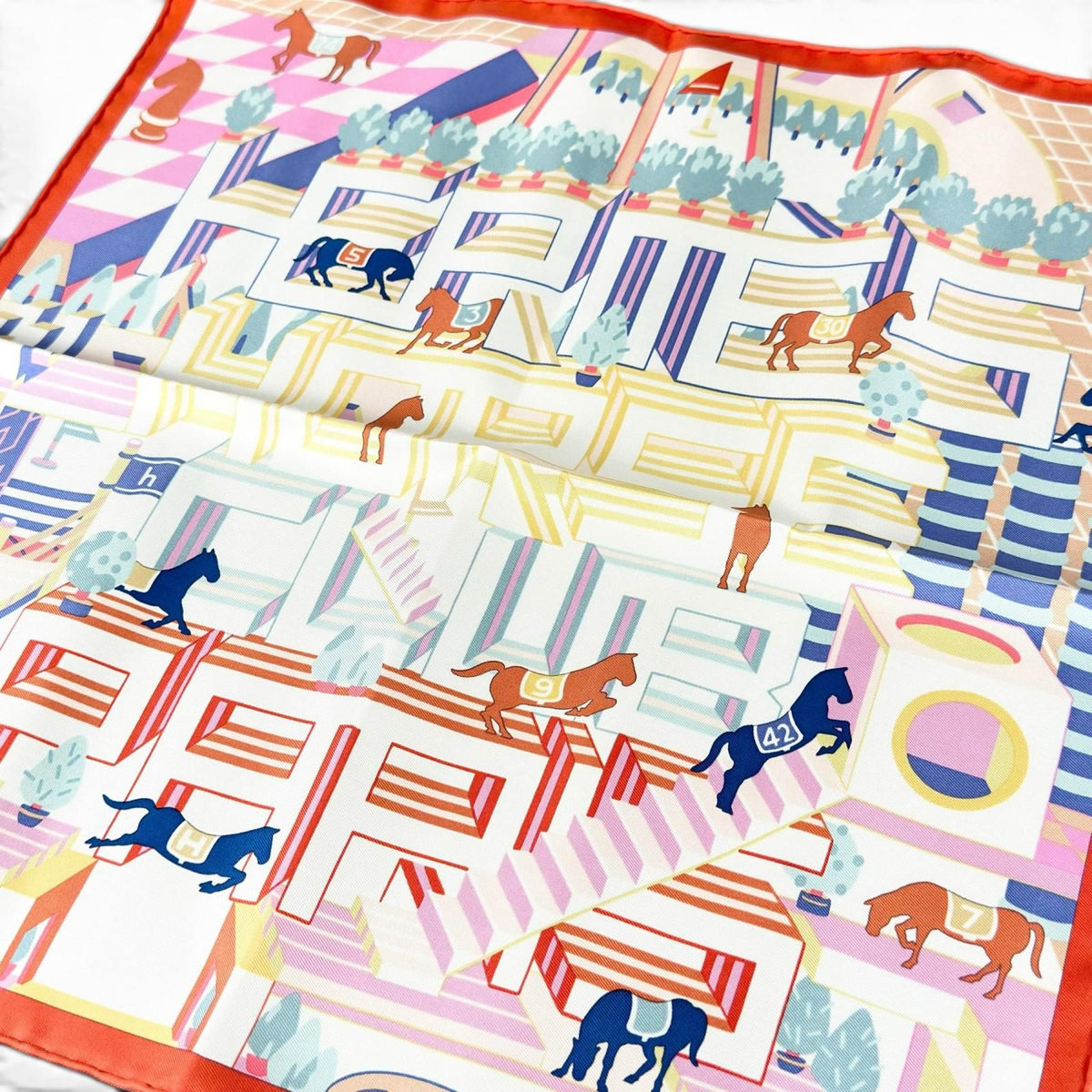 Hermes Carre 45 Gavroche Horse Club Detail Silk 100% Scarf Multi — view 7