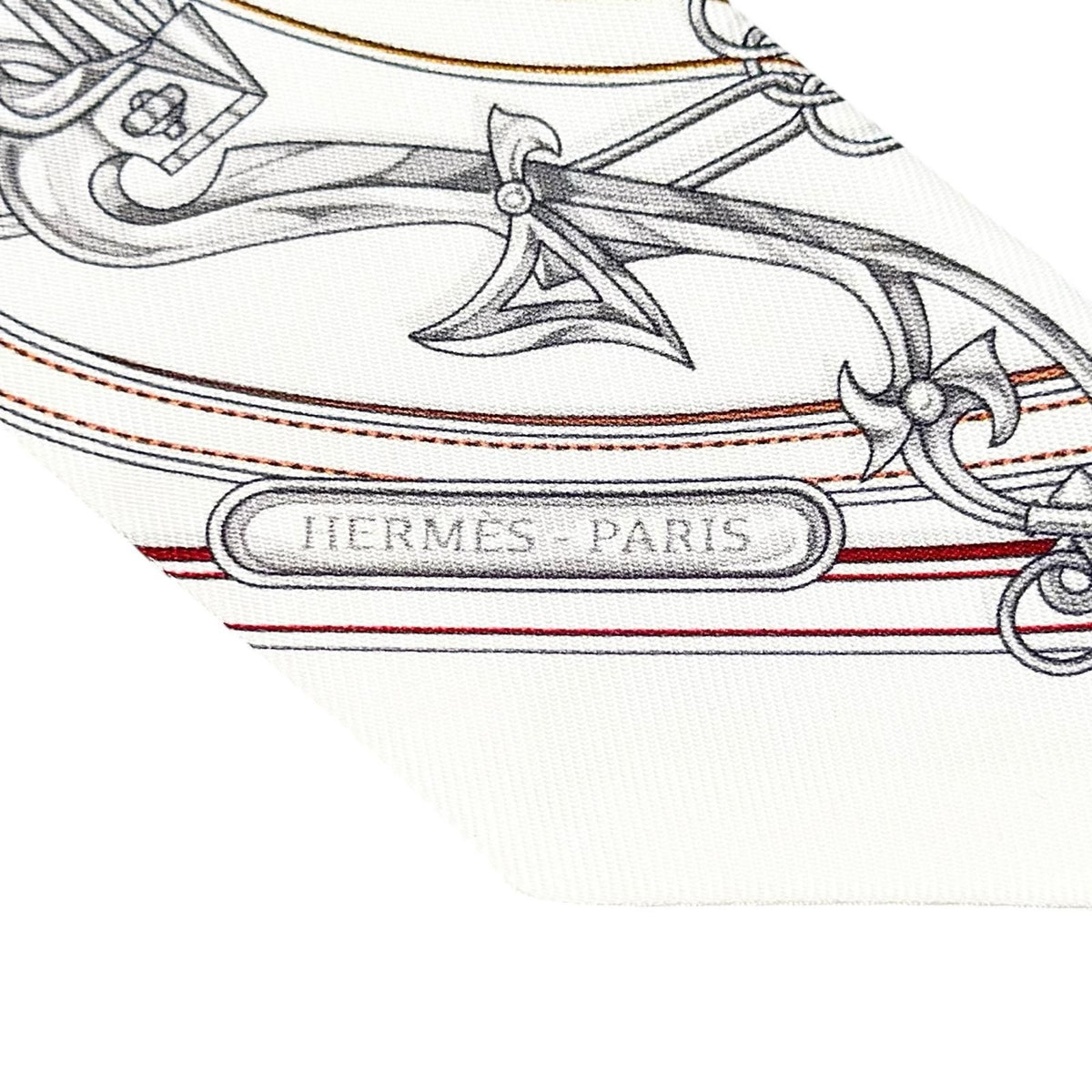 Hermes Twilly Legendary Harness Silk 100% Scarf White Red — view 8