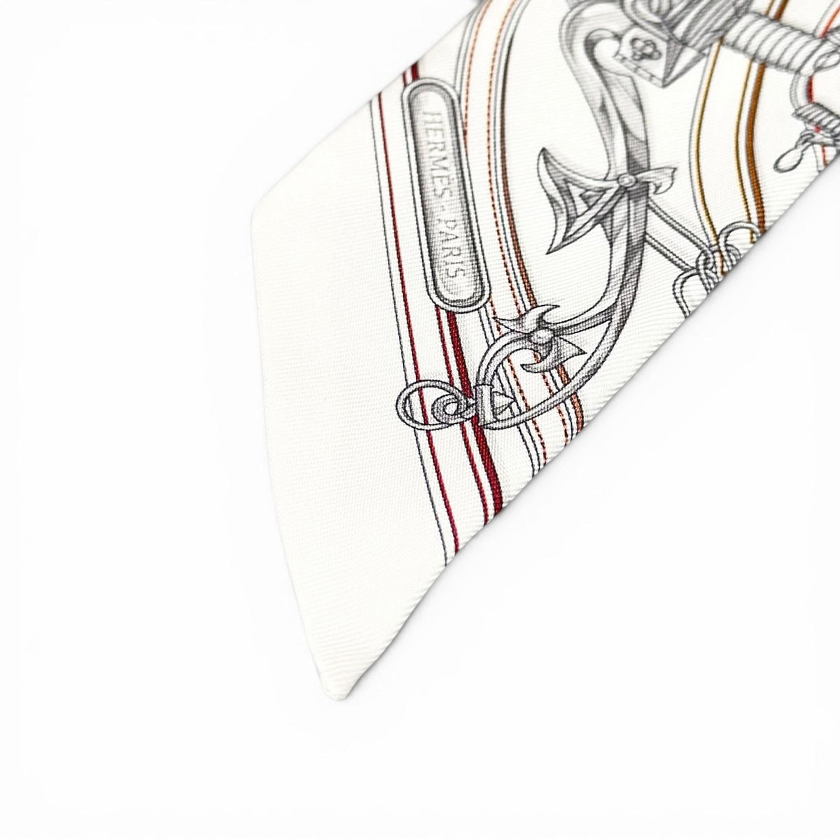 Hermes Twilly Legendary Harness Silk 100% Scarf White Red — view 5