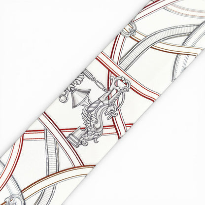 Hermes Twilly Legendary Harness Silk 100% Scarf White Red — view 7