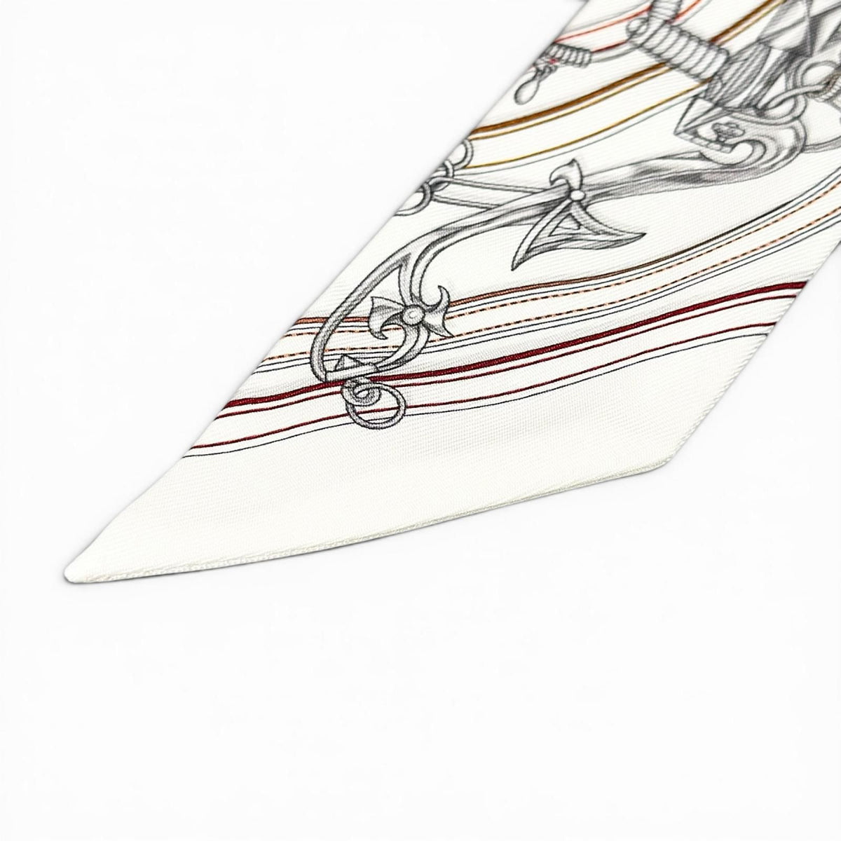 Hermes Twilly Legendary Harness Silk 100% Scarf White Red — view 4