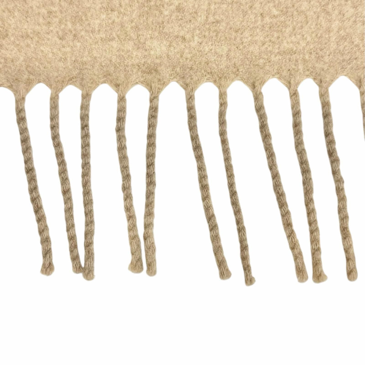 Hermes Cashmere 100% Logo Embroidery Fringe Large Shawl Throw Blanket Beige — view 3
