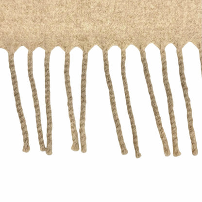 Hermes Cashmere 100% Logo Embroidery Fringe Large Shawl Throw Blanket Beige — view 3