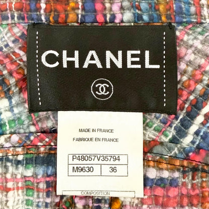 Chanel Cotton Coco Buttons Tweed Print Hooded Zip Up Rain Jacket Multicolor 36 — view 8
