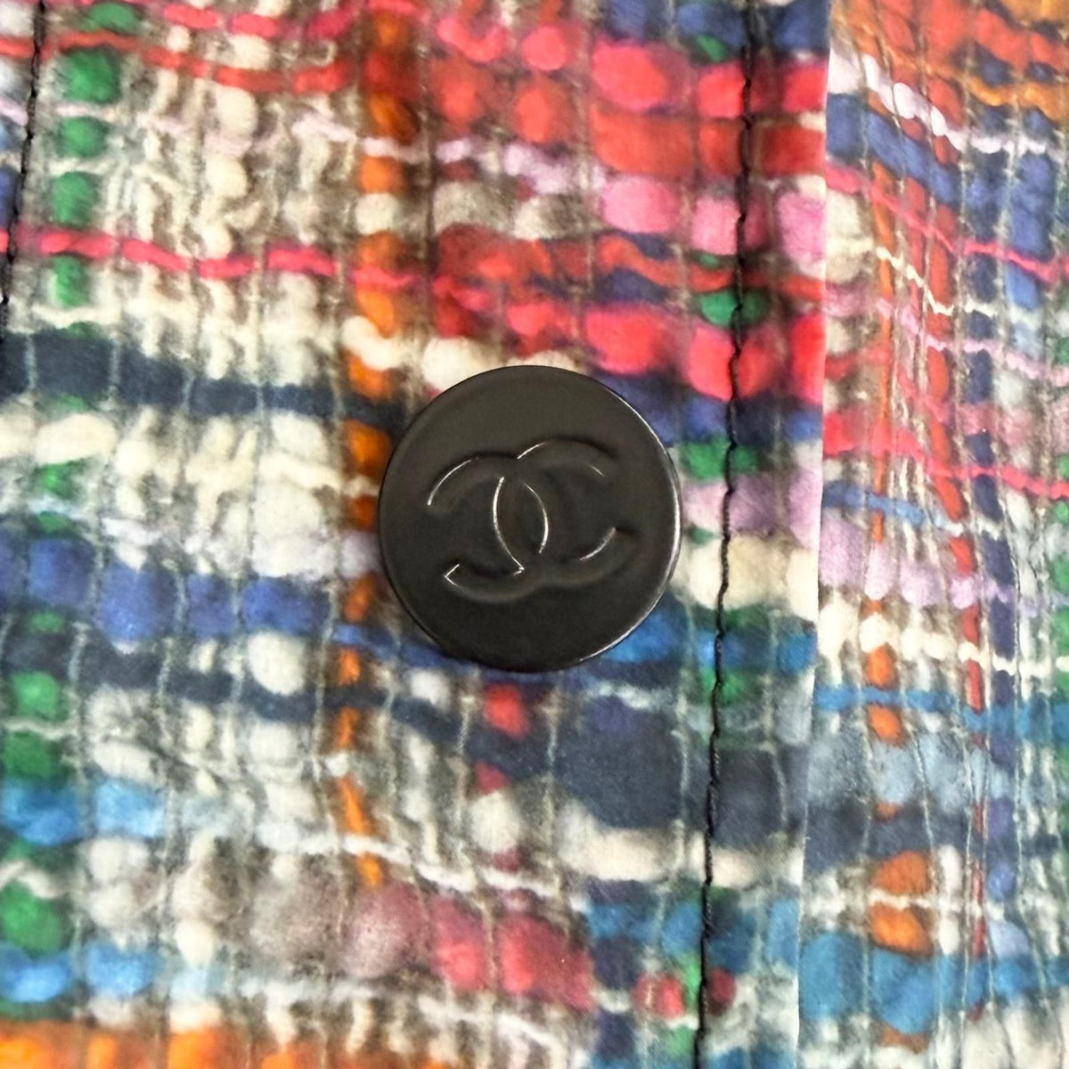 Chanel Cotton Coco Buttons Tweed Print Hooded Zip Up Rain Jacket Multicolor 36 — view 6