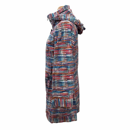 Chanel Cotton Coco Buttons Tweed Print Hooded Zip Up Rain Jacket Multicolor 36 — view 3