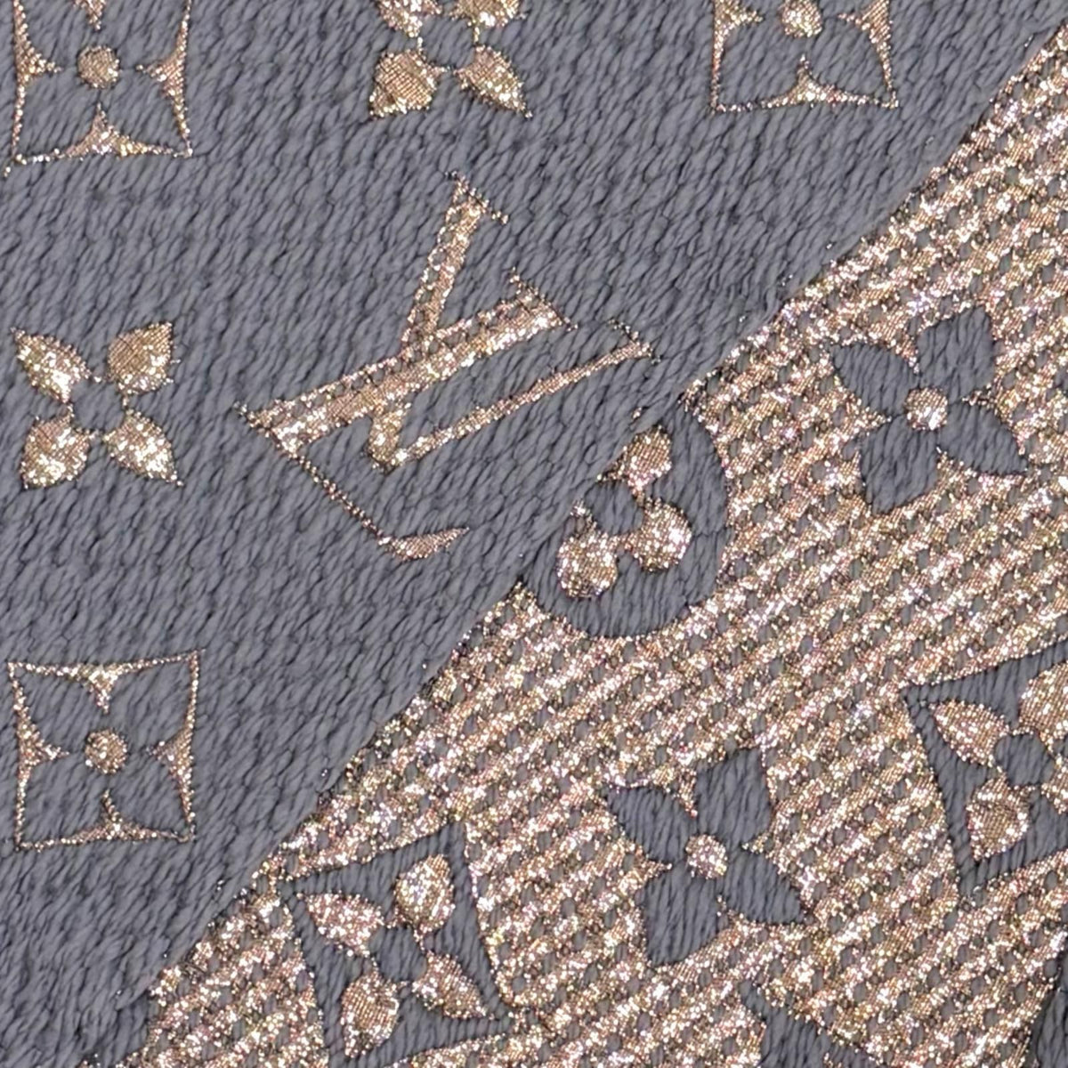 Louis Vuitton Logomania Scarf Shine Wool Silk Gray Monogram — view 5