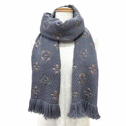 Louis Vuitton Logomania Scarf Shine Wool Silk Gray Monogram — view 3