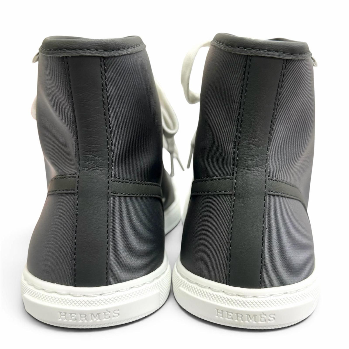Hermes Express Lace-up High Top Sneakers Charcoal Gray — view 4
