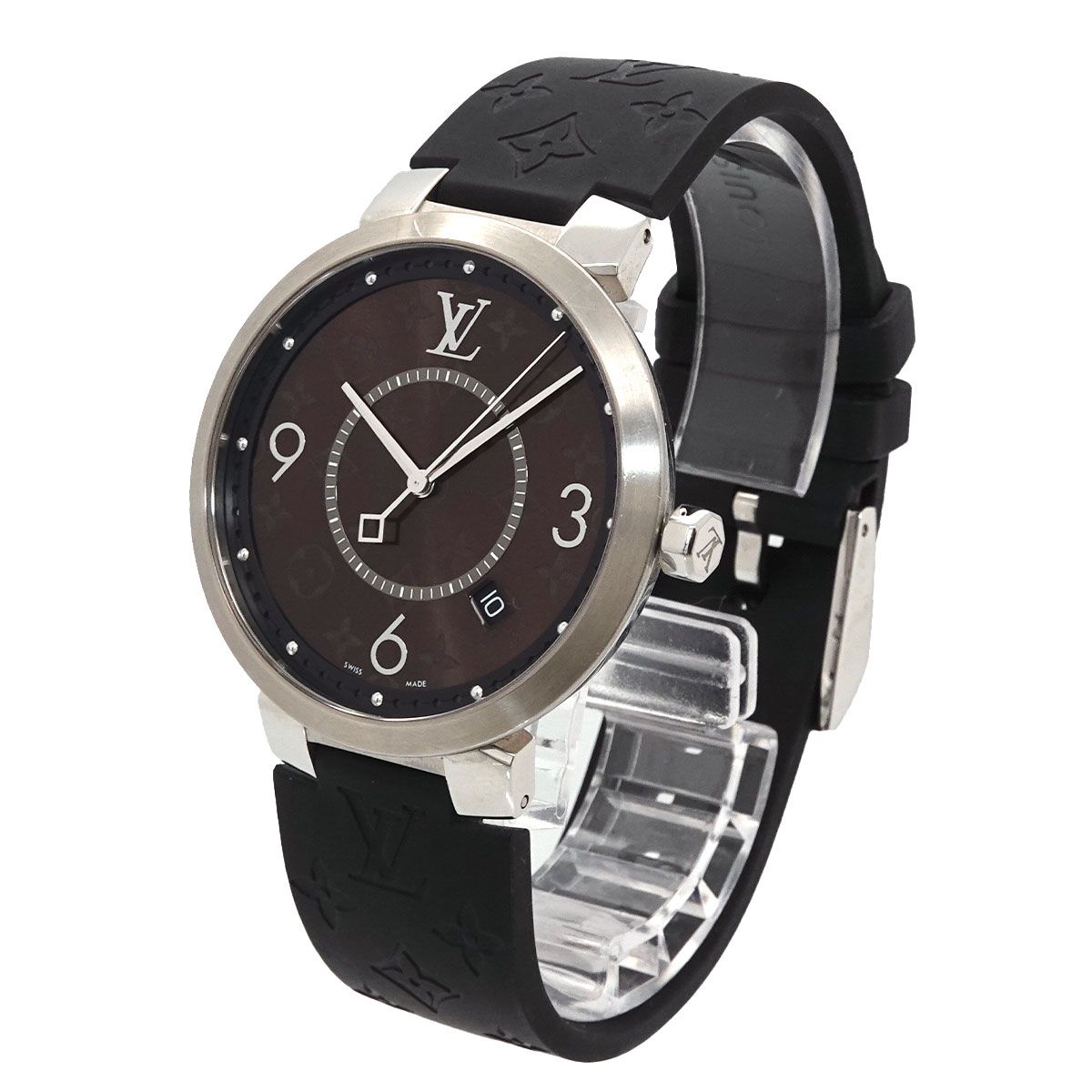 Louis Vuitton Tambour Slim Monogram Macassar GM Watch Date Quartz — view 2