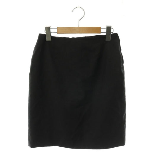 Prada Skirt Knee-Length Fitted Texture Wool Charcoal Gray 38