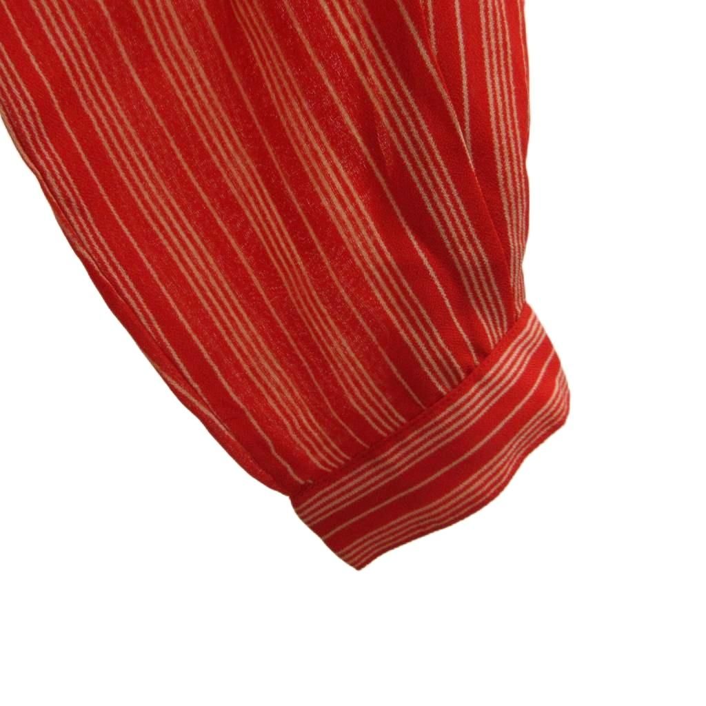 Dior Long Sleeve Shirt Blouse Top Striped Pattern Open Collar Red White M — view 5