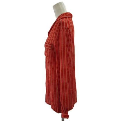 Dior Long Sleeve Shirt Blouse Top Striped Pattern Open Collar Red White M — view 3