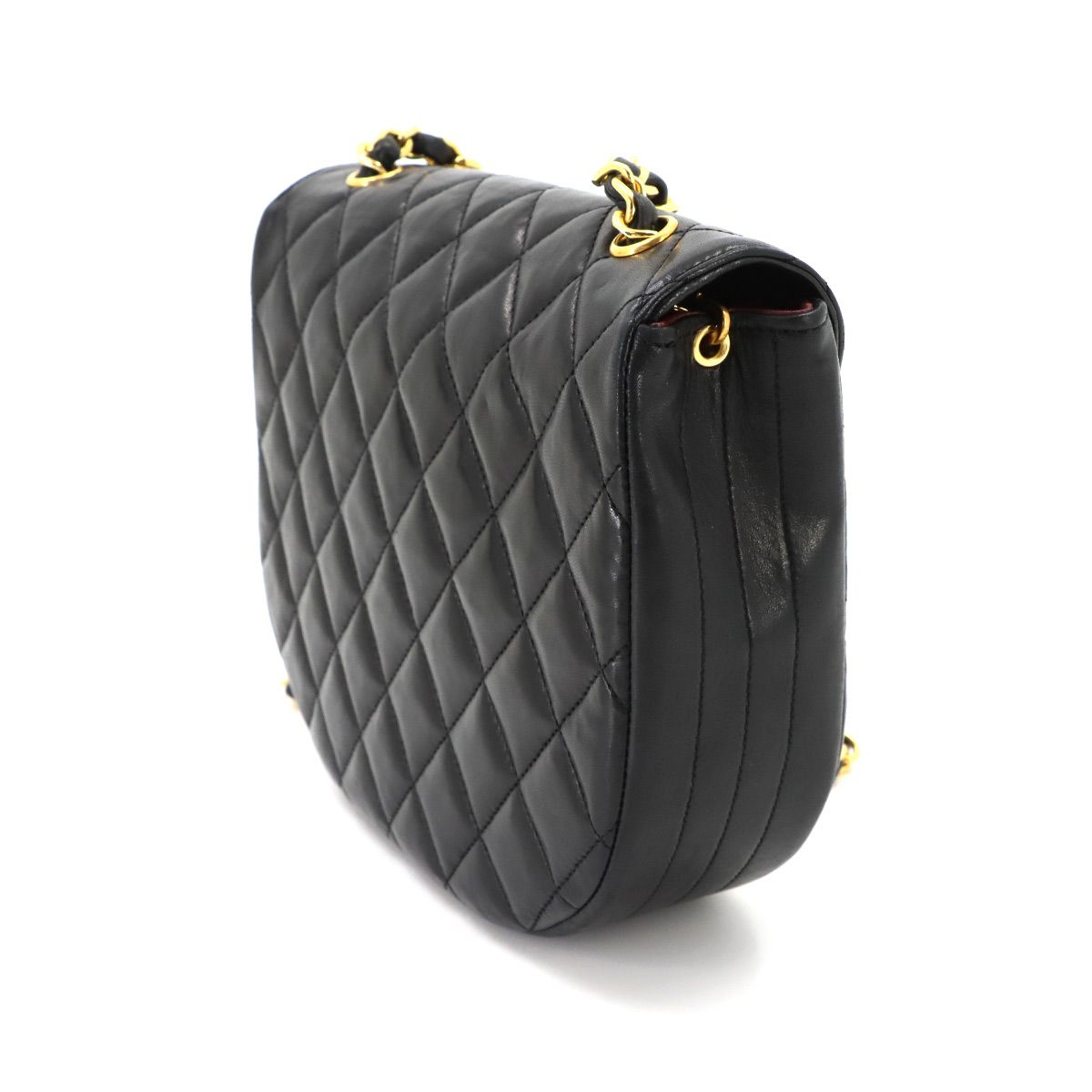 Chanel Jumbo CC Logo Quilted Chain Shoulder Bag Lambskin Black Gold Vintage — view 4