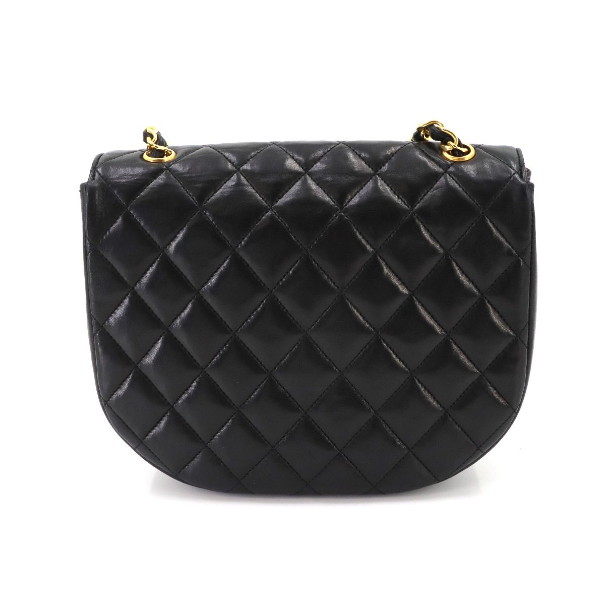 Chanel Jumbo CC Logo Quilted Chain Shoulder Bag Lambskin Black Gold Vintage — view 3