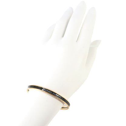 Hermes Uni Enamel Bangle Black Gold Uni Email Bracelet — view 6