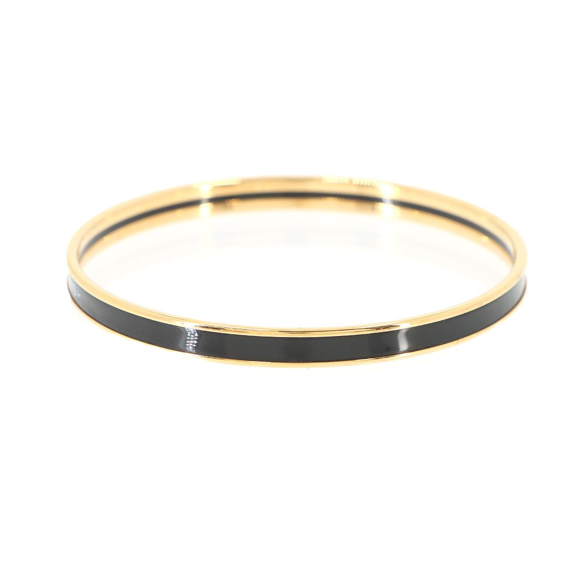 Hermes Uni Enamel Bangle Black Gold Uni Email Bracelet — view 3