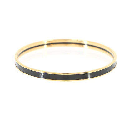 Hermes Uni Enamel Bangle Black Gold Uni Email Bracelet — view 3