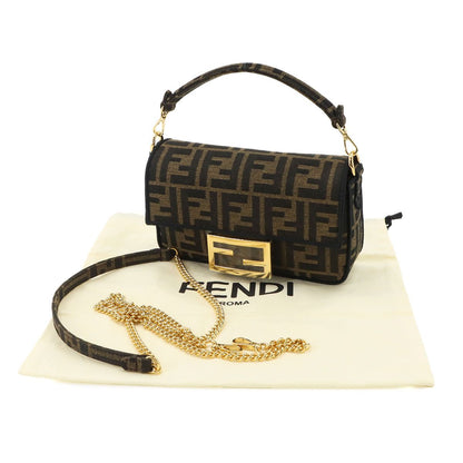 Fendi Zucca Mini Mamma Baguette 2-Way Canvas Leather Brown Shoulder Bag — view 2