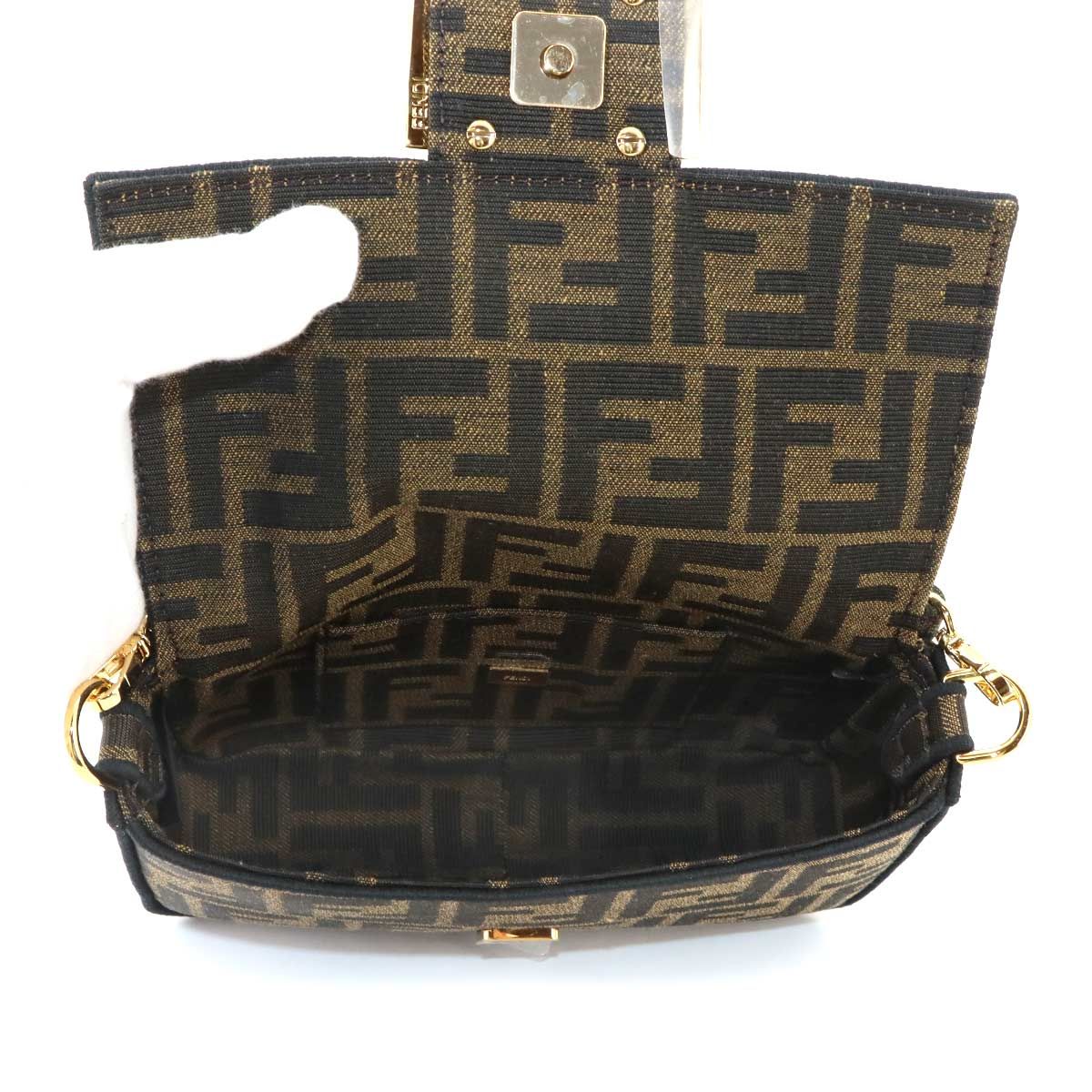 Fendi Zucca Mini Mamma Baguette 2-Way Canvas Leather Brown Shoulder Bag — view 7