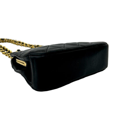 Chanel Vintage Quilted Coco Lambskin Kiss Lock Shoulder Bag Black — view 7