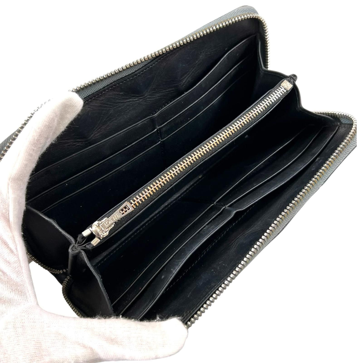Loewe Puzzle Anagram Wallet Calfskin Blue — view 7