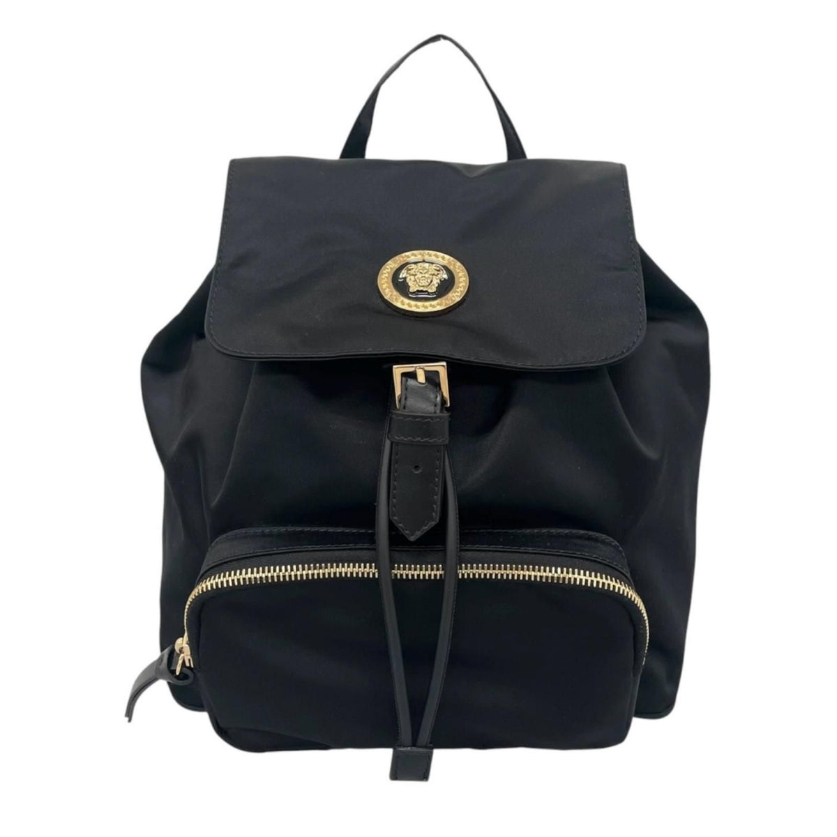 Versace Nylon Backpack Cowhide Black Medusa