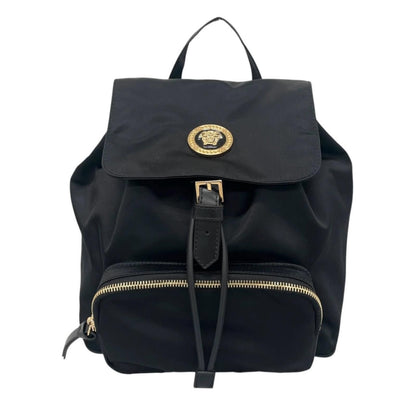 Versace Nylon Backpack Cowhide Black Medusa