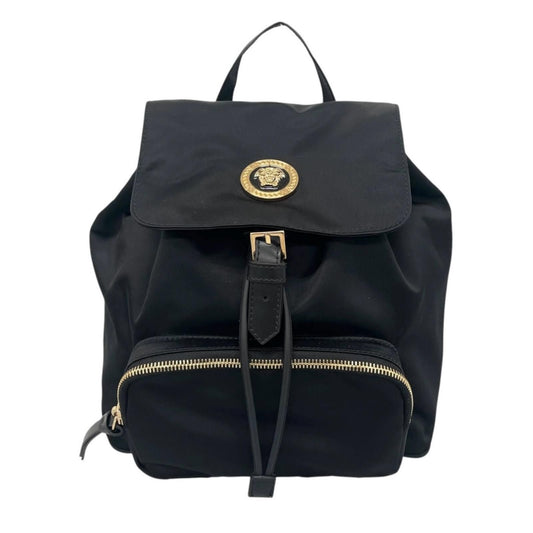Versace Nylon Backpack Cowhide Black Medusa