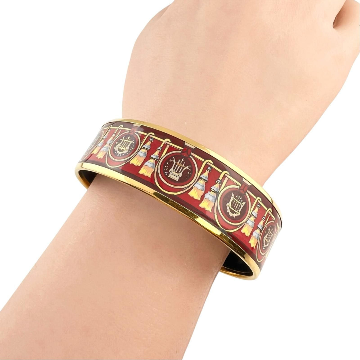 Hermes Enamel GM Bangle Metal Red Bracelet — view 4