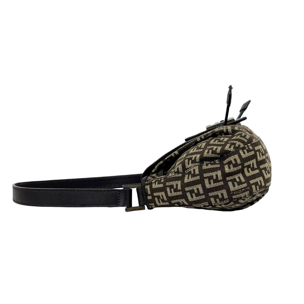 Fendi Zucchino FF Pattern Canvas Leather Shoulder Bag Brown Beige — view 5