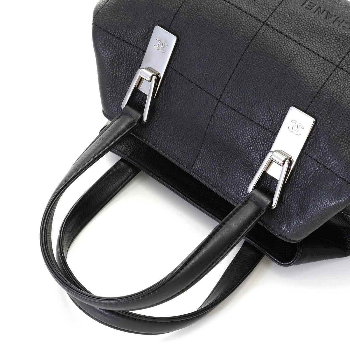Chanel Choco Bar Line Black Silver Handbag Caviar Leather — view 4
