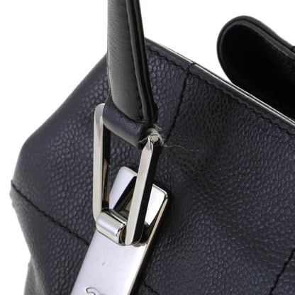 Chanel Choco Bar Line Black Silver Handbag Caviar Leather — view 6