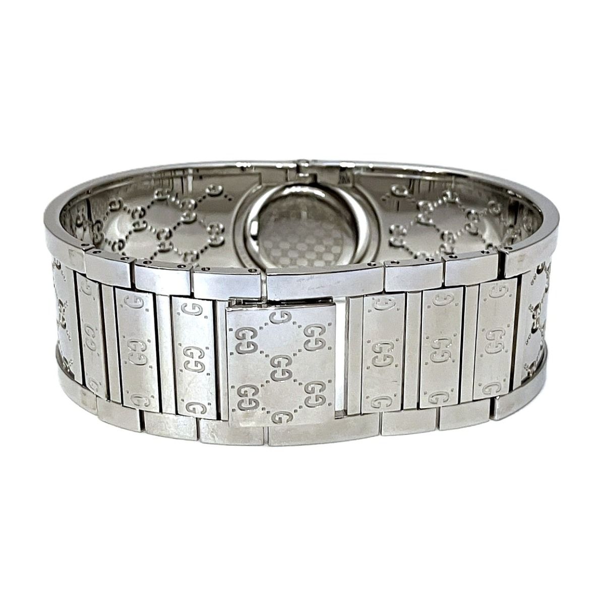 Gucci Toile GG Diamond Bezel Watch SS Quartz Brown Dial — view 7