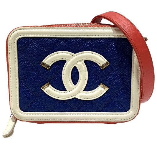 Chanel CC Logo CC Filigree Quilted Shoulder Bag Caviar Leather