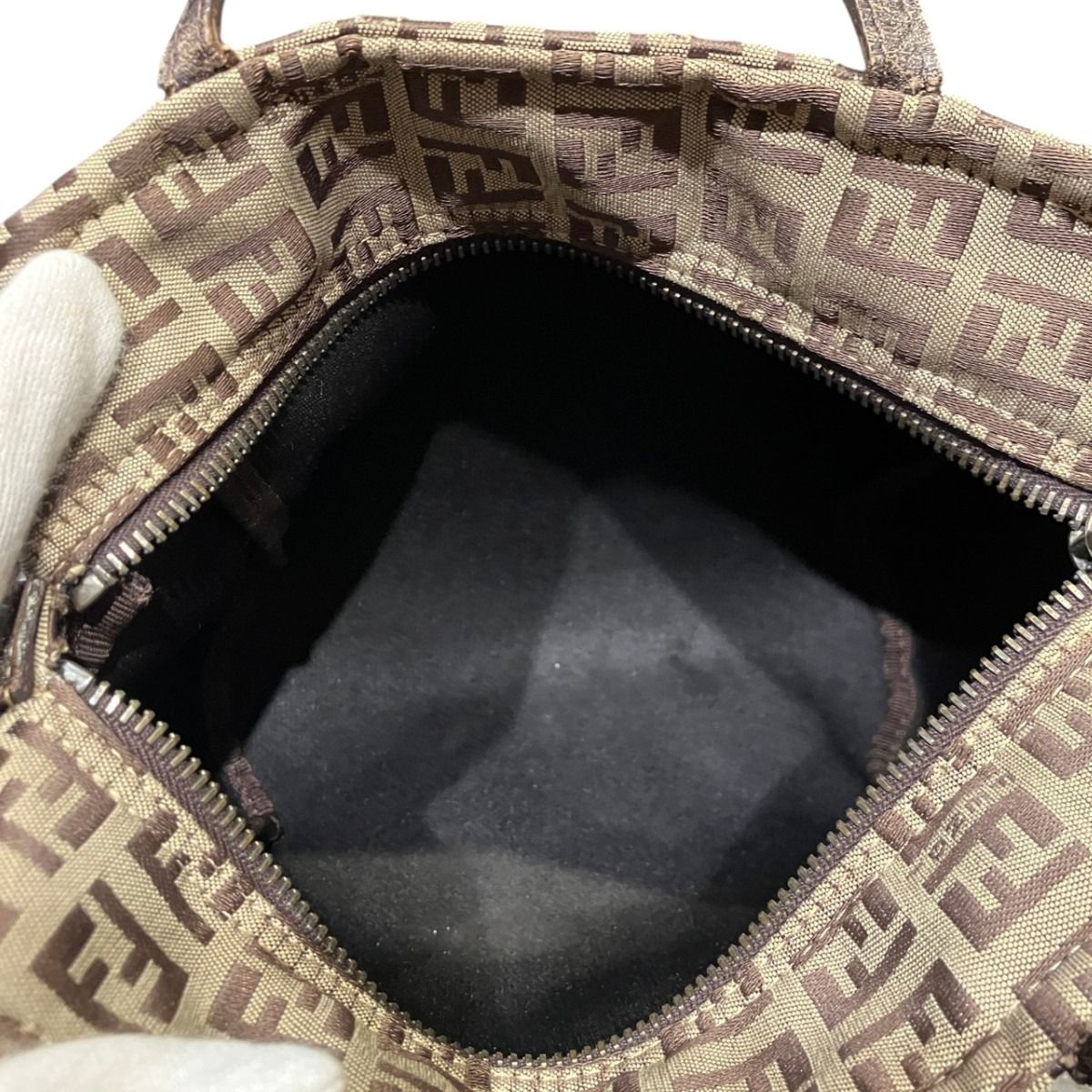 Fendi Zucchino Mini Tote Zucca Handbag Canvas Leather — view 5
