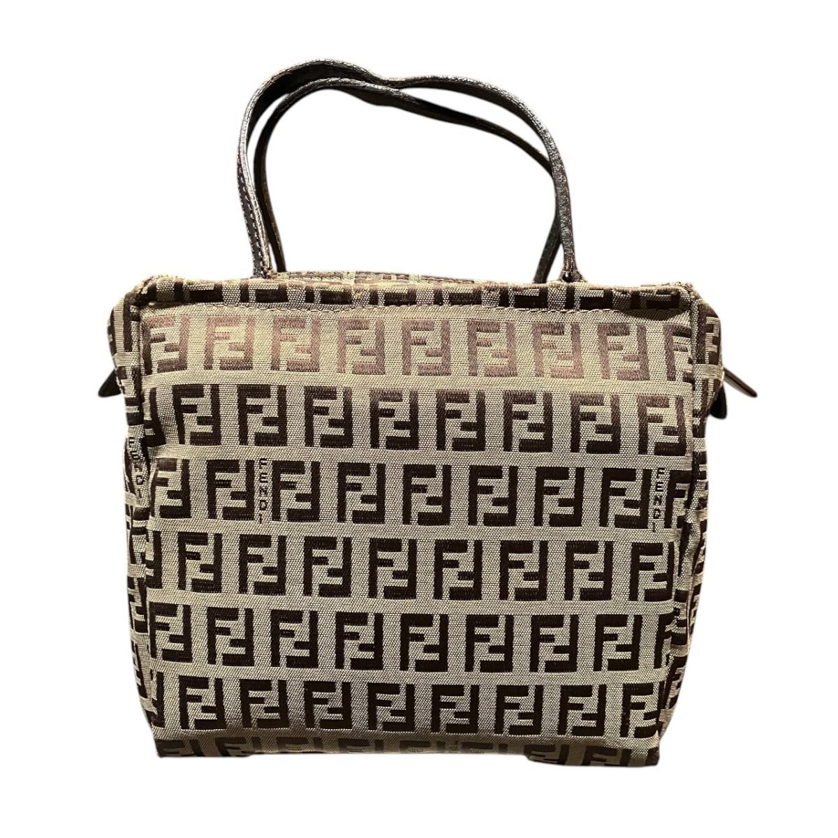 Fendi Zucchino Mini Tote Zucca Handbag Canvas Leather — view 2