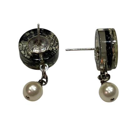 Chanel CC Logo Pearl Swing Earrings Alloy Resin — view 5