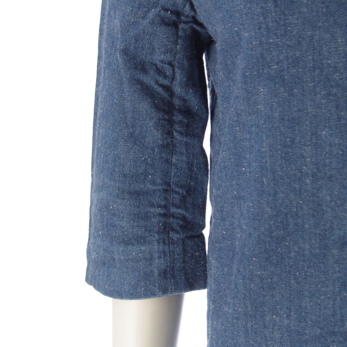 Celine Denim Phoebe Philo Era Three Quarter Sleeve Boat Neck Top Indigo Blue 38 — view 6