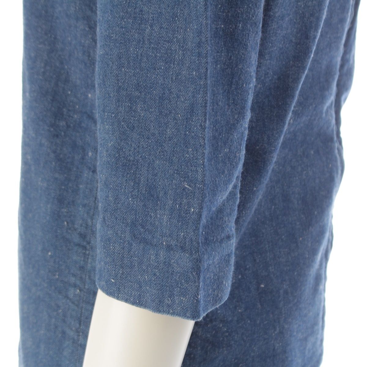 Celine Denim Phoebe Philo Era Three Quarter Sleeve Boat Neck Top Indigo Blue 38 — view 7