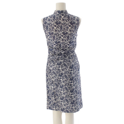 Prada Silk Sleeveless Gathered Design China Rose Floral Pattern Dress Archive — view 4