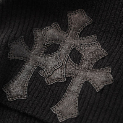 Chrome Hearts Cashmere Y NOT Cemetery Cross Leather Patch Turtleneck Short — view 8