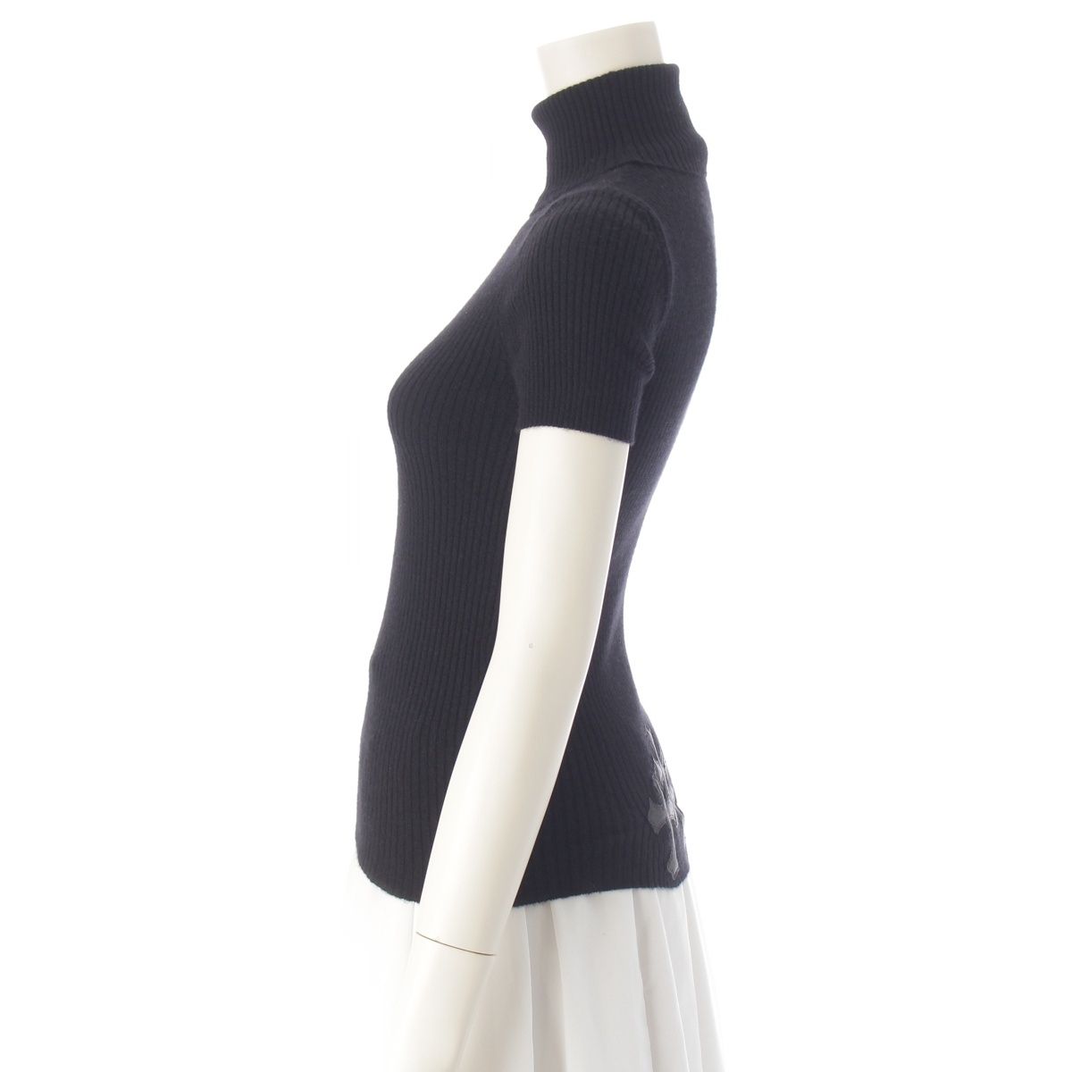 Chrome Hearts Cashmere Y NOT Cemetery Cross Leather Patch Turtleneck Short — view 3
