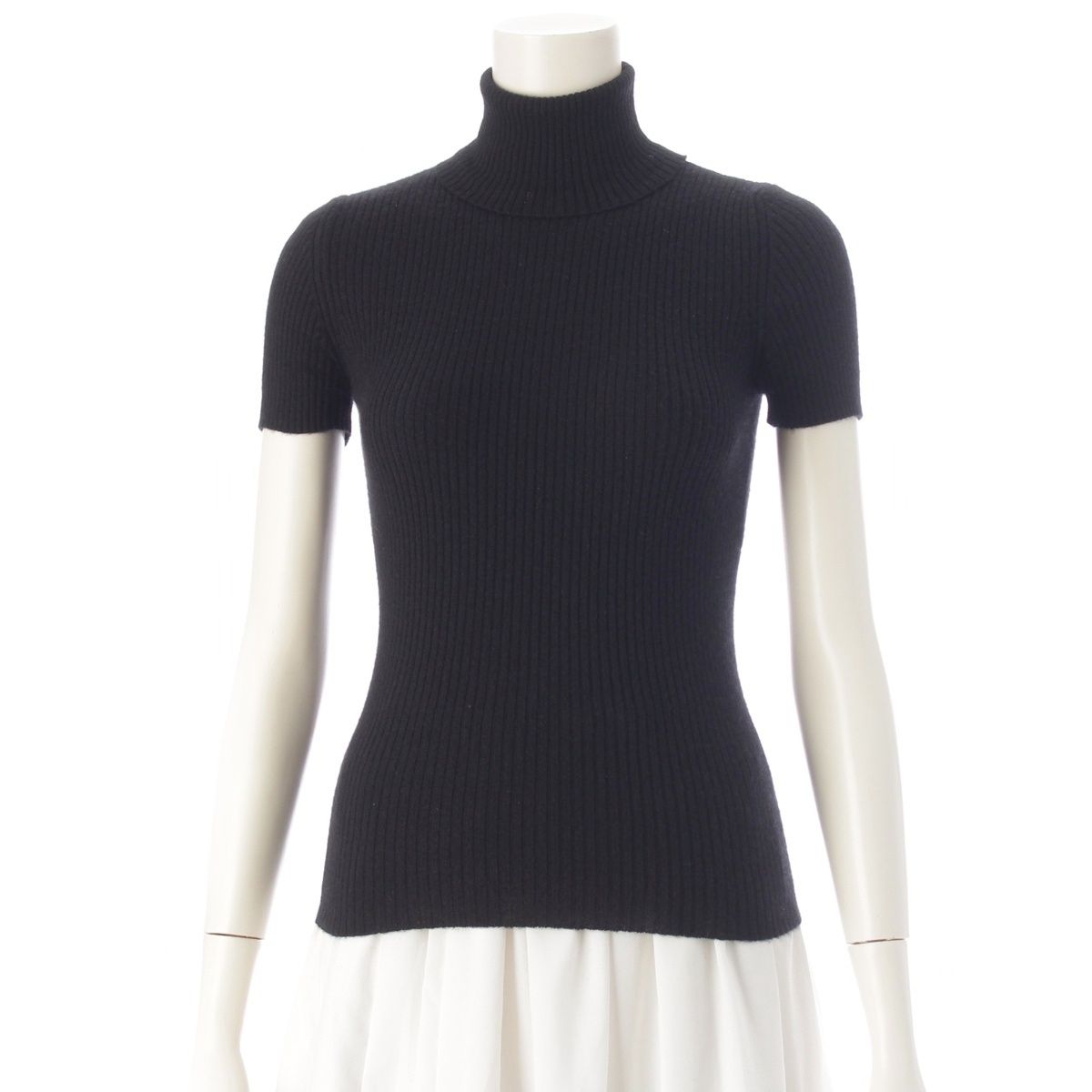 Chrome Hearts Cashmere Y NOT Cemetery Cross Leather Patch Turtleneck Short