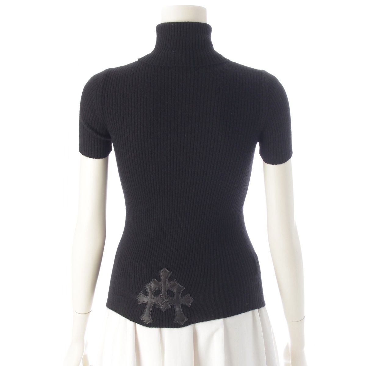 Chrome Hearts Cashmere Y NOT Cemetery Cross Leather Patch Turtleneck Short — view 4