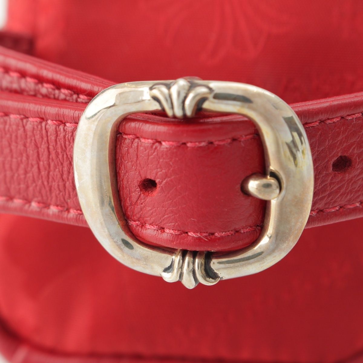 Chrome Hearts Nylon Leather Bag Wristhim Back Pack Logo Bracelet Red — view 8