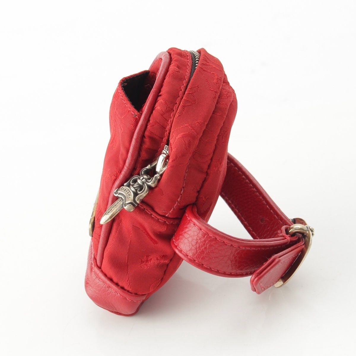 Chrome Hearts Nylon Leather Bag Wristhim Back Pack Logo Bracelet Red — view 3