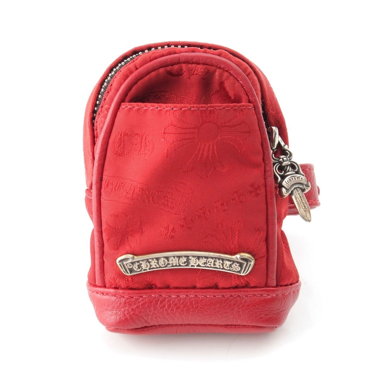 Chrome Hearts Nylon Leather Bag Wristhim Back Pack Logo Bracelet Red