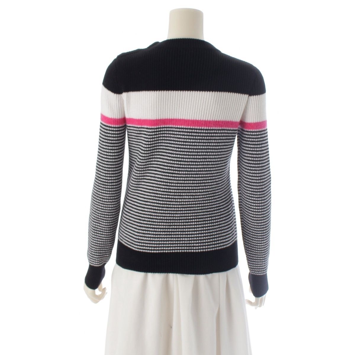 Chanel CC Logo Border Knit Long Sleeve Sweater Top Black White Pink 36 — view 4