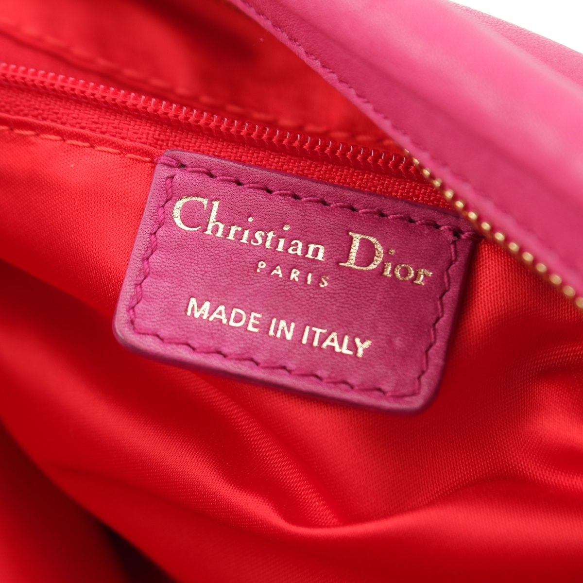 Dior Gypsy Leather Ruffle Hobo Shoulder Handbag Fuchsia Pink — view 7
